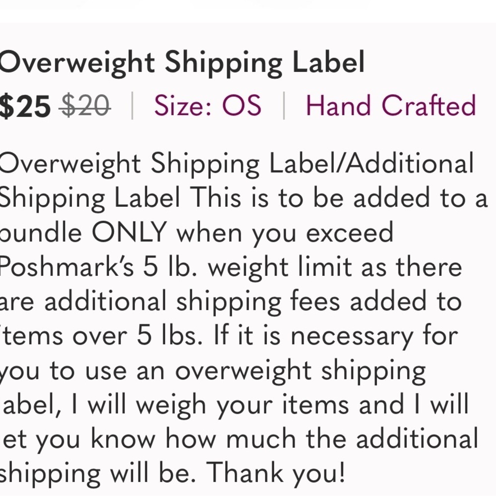 Overweight Shipping Label For Shipments Over 5 Lbs - Picture 3 of 3